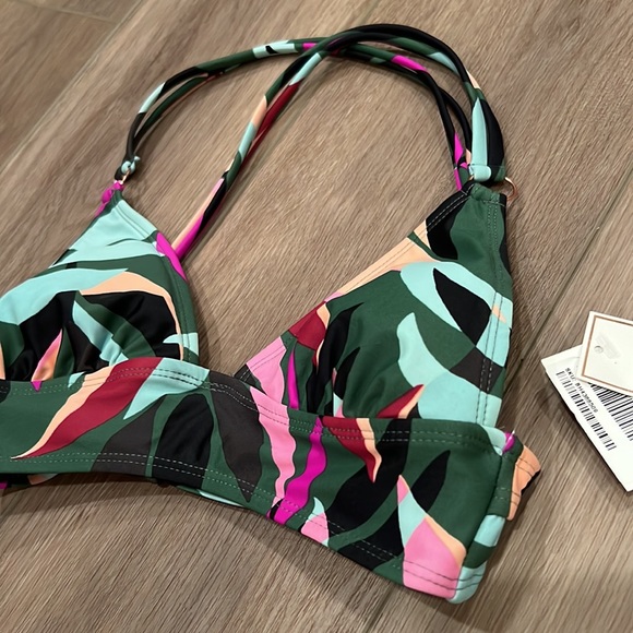 Macy’s NWT Junior’s Tropical Hula Honey Bikini Top Size XS Strappy Crisscross - Picture 5 of 16